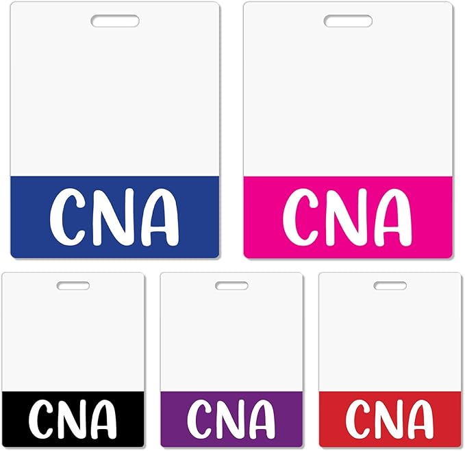 Oversized CNA Badge Buddy Card Holder - Horizontal Certified Nursing Assistant Accessories XL Blue Pink Black Purple Red ID Badge Card Holder Name Tags Buddy for Hospital Work