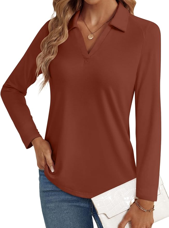 3/4 Length Sleeve Womens Tops Dressy Casual V Neck Polo Shirts Business Work Blouses 2025 Trendy Tunic Top