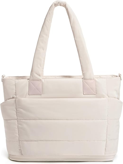 Tote Bag for Women Puffer Tote Bag Large Nurse Bags Shoulder Handbag with Zipper for Work Travel