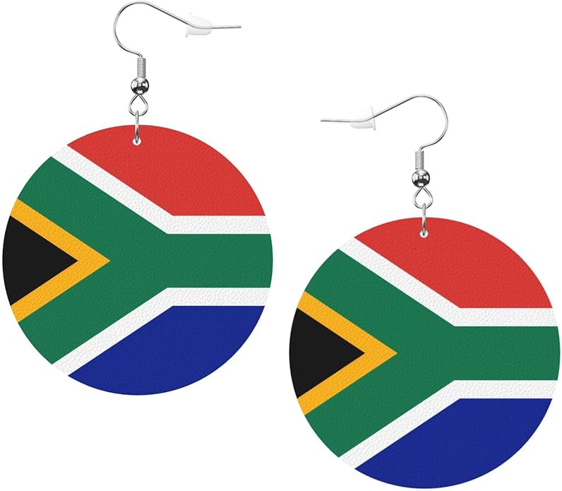 Round Faux Leather Earrings for Women Lightweight Double-Side Printed Drop Dangle Earring for Festival Party Gift