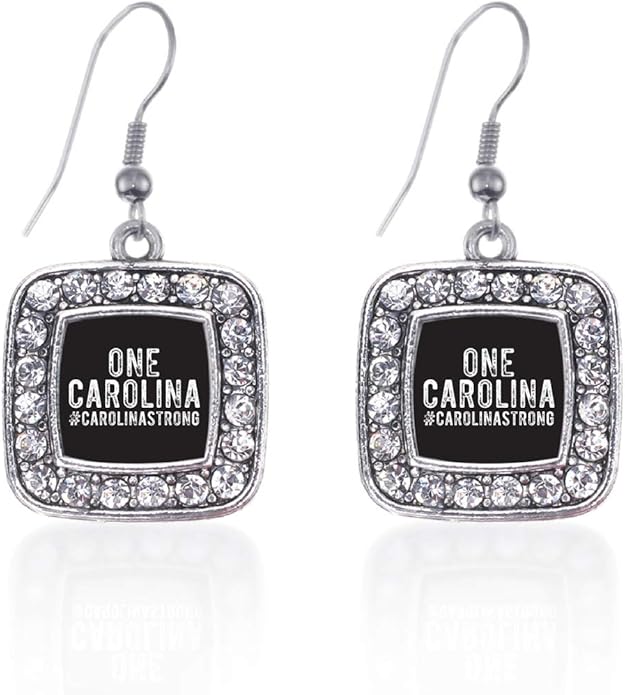 Inspired Silver - Silver Square Charm French Hook Drop Earrings with Cubic Zirconia Jewelry