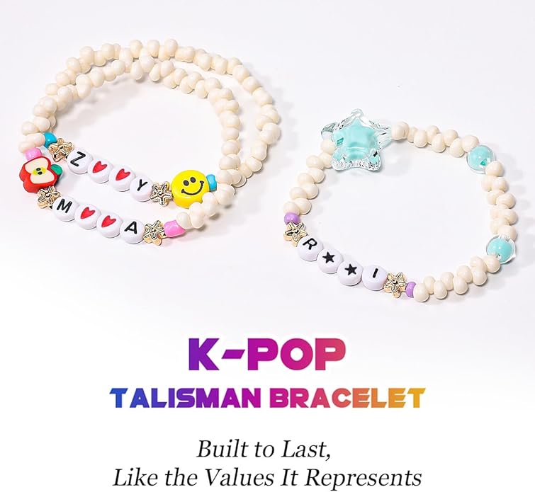 AICase for Korea-Pop Merch Gifts Toys Inspired Bracelets 3 Pcs Stackable Stretch Friendship Beaded Bracelets for Unique Merchandise Jewelry Gifts for Fans Women Men Stocking Stuffers_Crystal