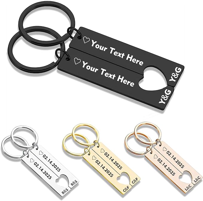 KBPTM Customized Double Sided Keychain - Personalized Engraved Text/Number/Name Keychain, Custom Key chain Gift for Boyfriend