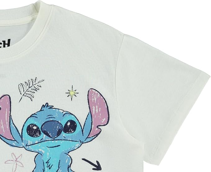 Disney Ladies Lilo and Stitch Shirt - Ladies Classic Lilo and Stitch Tee - Lilo and Stitch Short Sleeve Skimmer Crop Top Tee