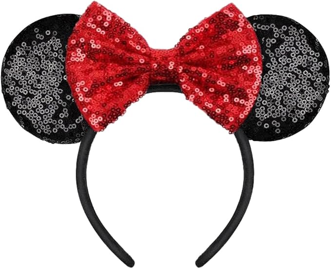 YUNISS Handmade Sparkly Mouse Ears Headband for Adults & Kids | Upgraded Wide Band |Velvet Non-Slip Band, All-Day Comfort