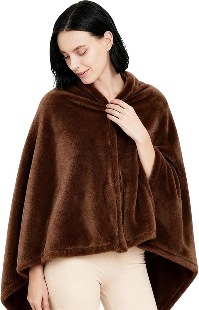 Women's Double Flannel Poncho - Snuggle Cape, Soft Warm Winter Wrap | Unisex Winter Wear for Home, Office, School