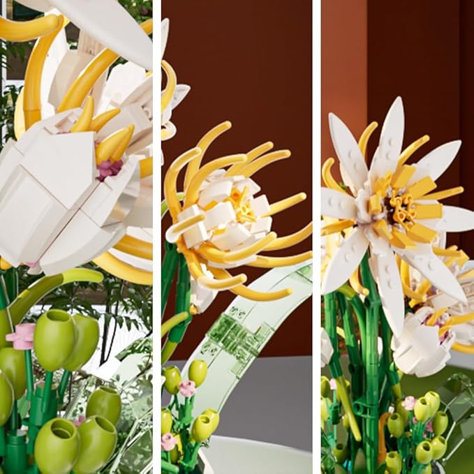 Epiphyllum Flowers Building Set- Compatible with Lego Botanical Collection, Flower Botanical Bonsai Building Toys for Adults Ideal for Mothers Day Display (835PCS)