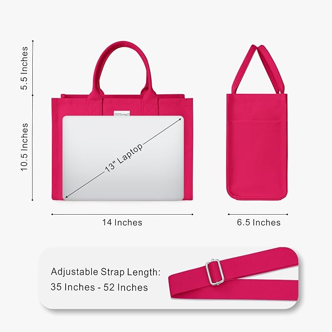 TOPDesign Heavy-Duty Canvas Tote Bag for Women, Adjustable Crossbody/Shoulder Handbag with 9 Pockets, Everything Tote