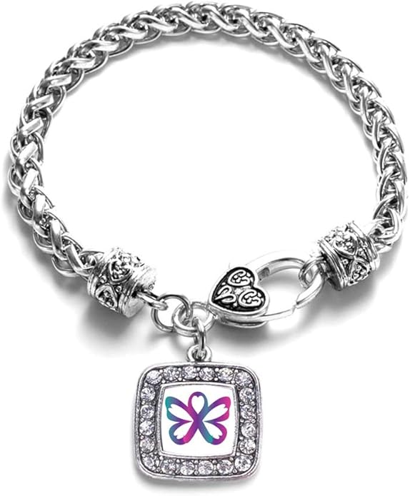 Inspired Silver - Silver Square Charm Bracelet with Cubic Zirconia Jewelry