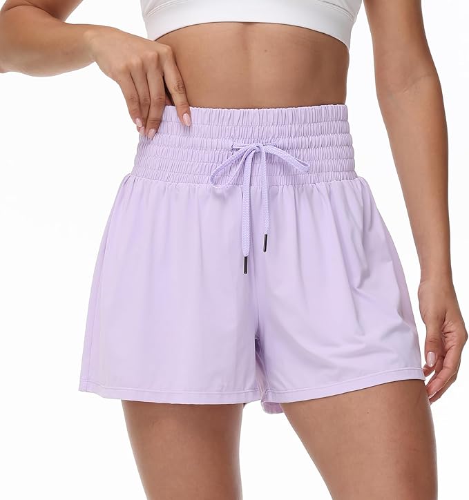 Blaosn Flowy Athletic Shorts for Women Gym Workout Running Short Pants High Waist Skort with Pocket Casual Summer Clothes