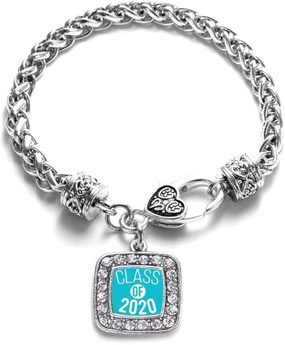 Inspired Silver - Silver Square Charm Bracelet with Cubic Zirconia Jewelry