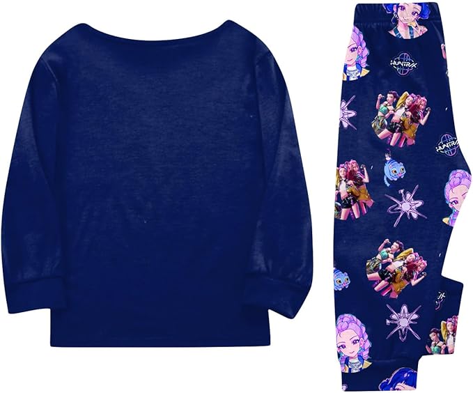 Girls 2 Piece K Pop Singer Outfits Cute Cartoon Graphic Shirts and Pants Casual Tracksuit Fashion Clothing Sets