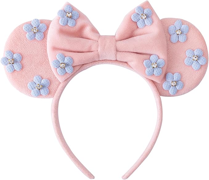 KARETT Sequins Mouse Ears Headband With Glitter Bow Princess Party Decorations For Girls Women