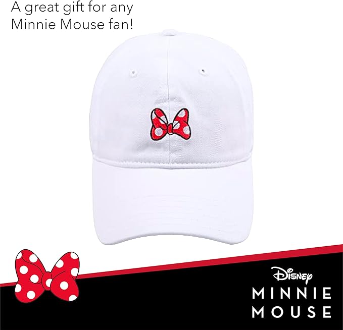 Disney Minnie Mouse Dad Hat, Cotton Adjustable Baseball Cap with Curved Brim