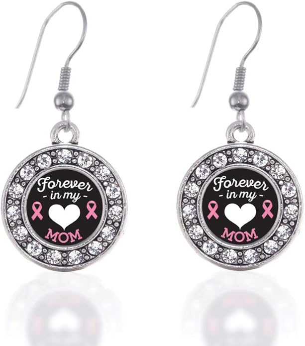 Inspired Silver - Silver Circle Charm French Hook Drop Earrings with Cubic Zirconia Jewelry
