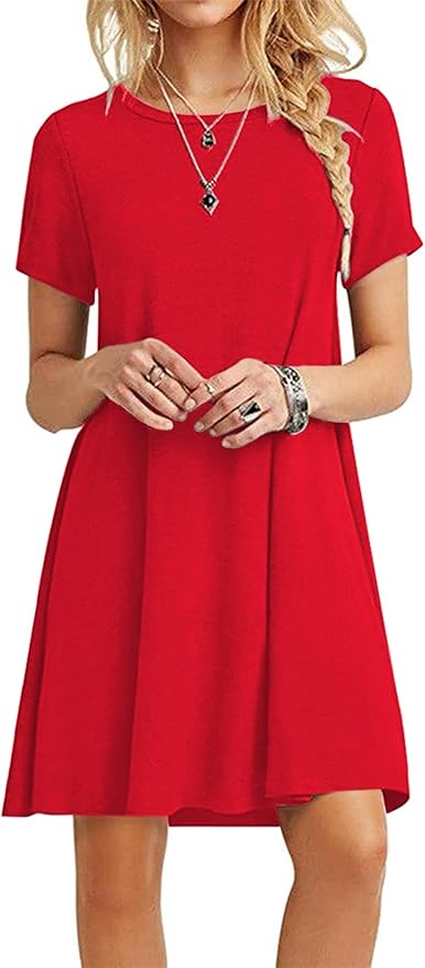 MOLERANI Women's Casual Plain Simple T-Shirt Loose Dress
