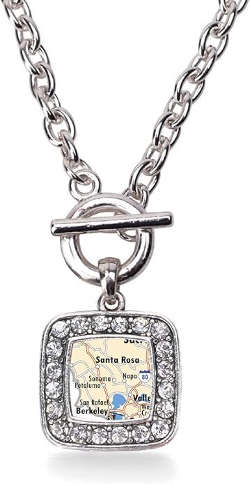 Inspired Silver - Silver Square Charm 18 Inch Necklace with Cubic Zirconia Jewelry