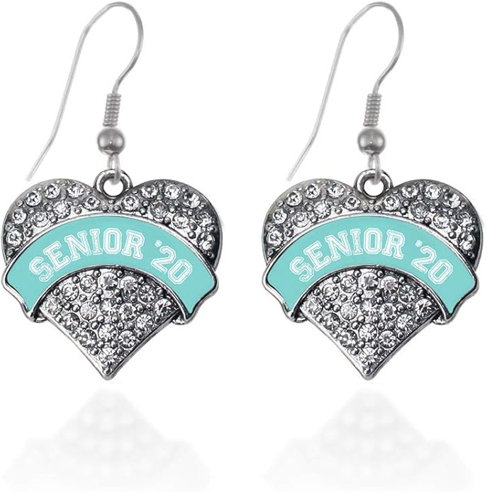 Inspired Silver - Silver Pave Heart Charm French Hook Drop Earrings with Cubic Zirconia Jewelry