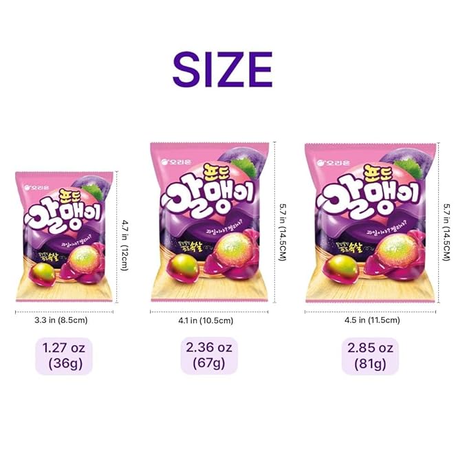 Korean Fruit Jelly Candy – Assorted Chewy Gummy Snacks – 5 Fruity Flavors (Grape, Plum, Lychee, Kiwi, Mango) – Individually Wrapped – Perfect for Kids & Adults – 알맹이젤리 (Kiwi–1.26oz(36g) × 6pack)