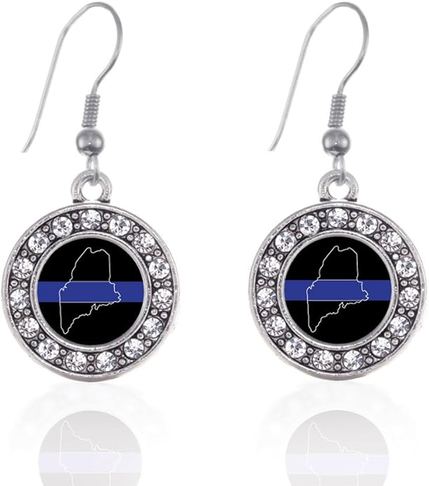 Inspired Silver - Silver Circle Charm French Hook Drop Earrings with Cubic Zirconia Jewelry