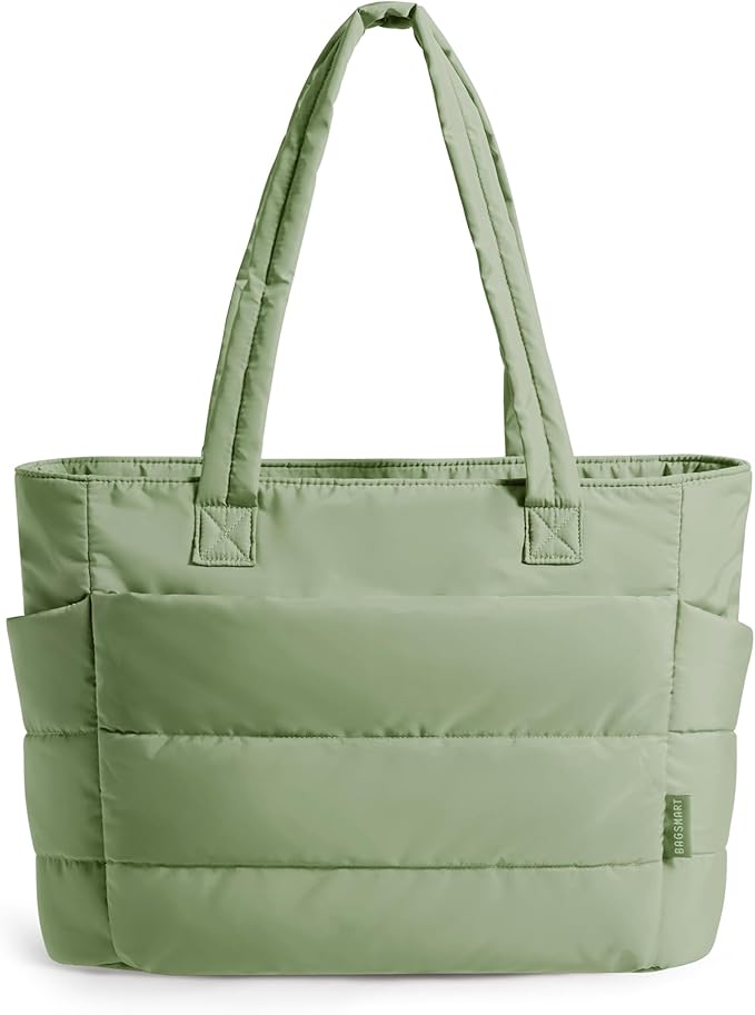 BAGSMART Tote Bag for Women, Lightweight Puffy Tote Bag with Compartments Shoulder Bag Handbag for Travel, Work, Gym | Lightweight, Puffy, Tote Bag with Compartments, Quilted, for Travel, Work