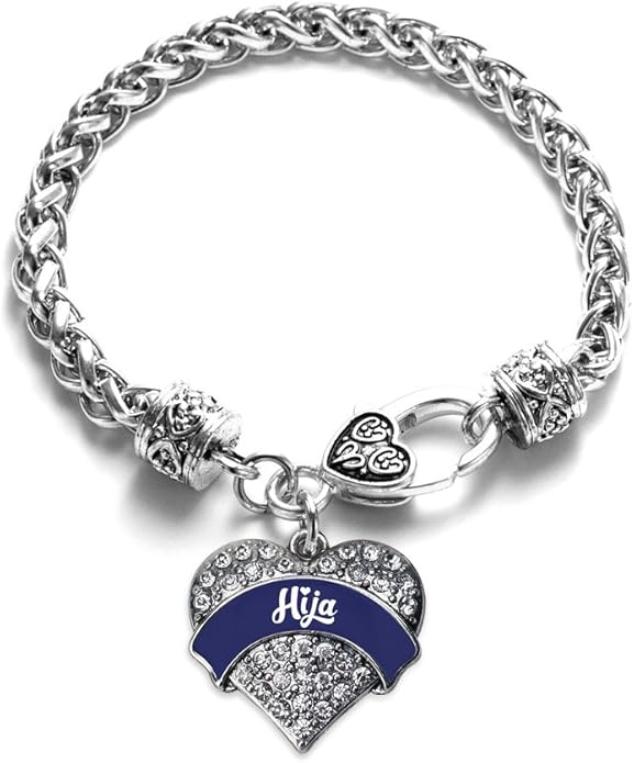 Inspired Silver - Silver Pave Heart Charm Bracelet with Cubic Zirconia Jewelry