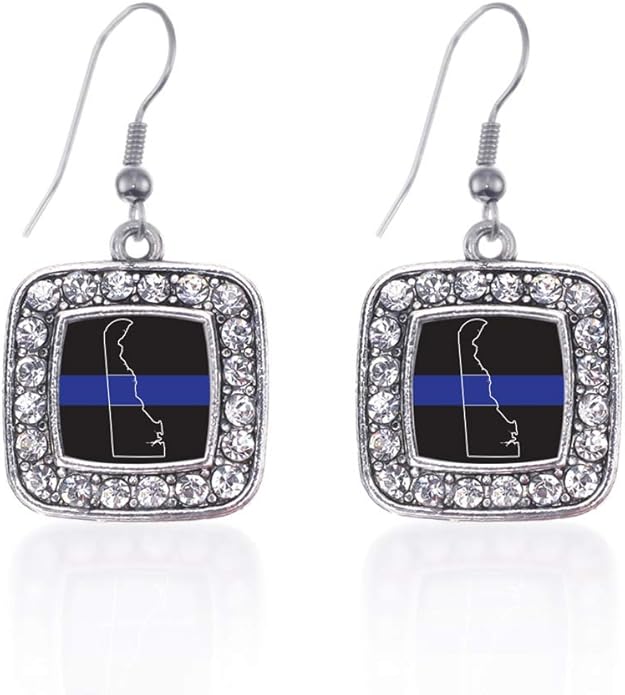 Inspired Silver - Silver Square Charm French Hook Drop Earrings with Cubic Zirconia Jewelry