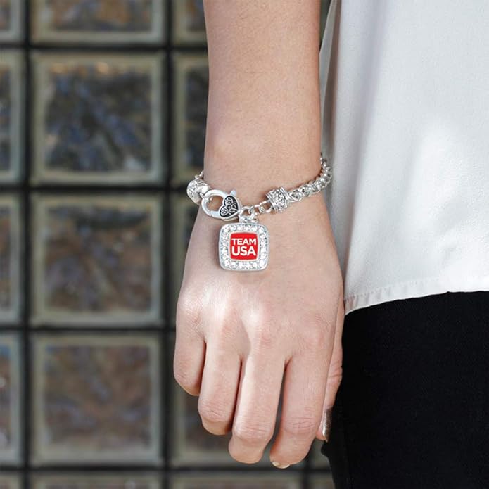 Inspired Silver - Silver Square Charm Bracelet with Cubic Zirconia Jewelry