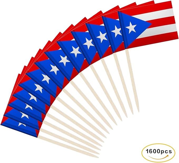 Puerto Rico Flag Puerto Rican Flag, Small Mini Puerto Rican Toothpick Flags for Food, Cupcakes, Cocktails, Appetizers, Bar Party Decorations