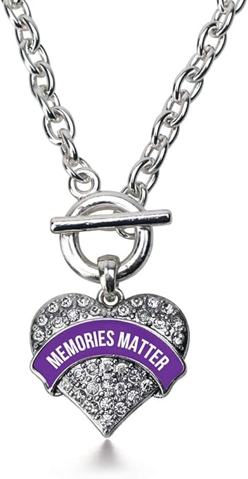 Inspired Silver - Silver Pave Heart Charm 18 Inch Necklace with Cubic Zirconia Jewelry