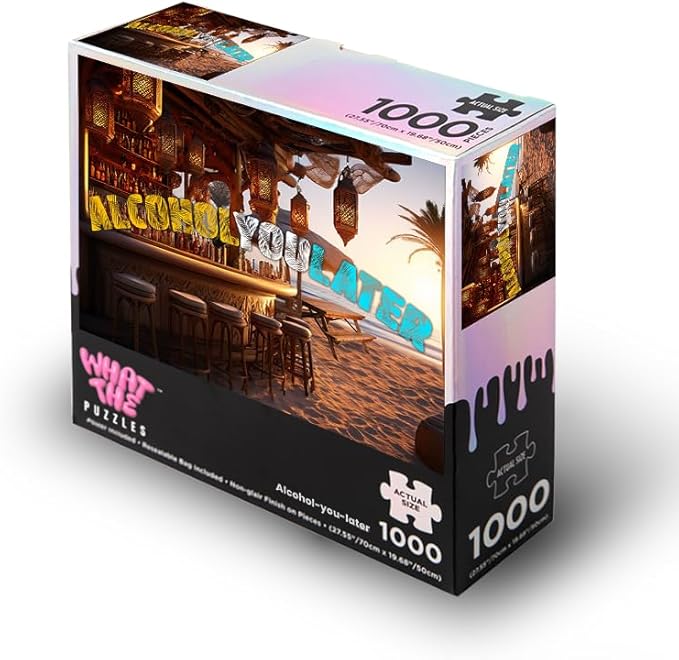 What The Puzzles - Challenging Jigsaw Puzzles 1000 Pieces, Difficult Brain Teaser Puzzles for Adults (Alcohol-You-Later)