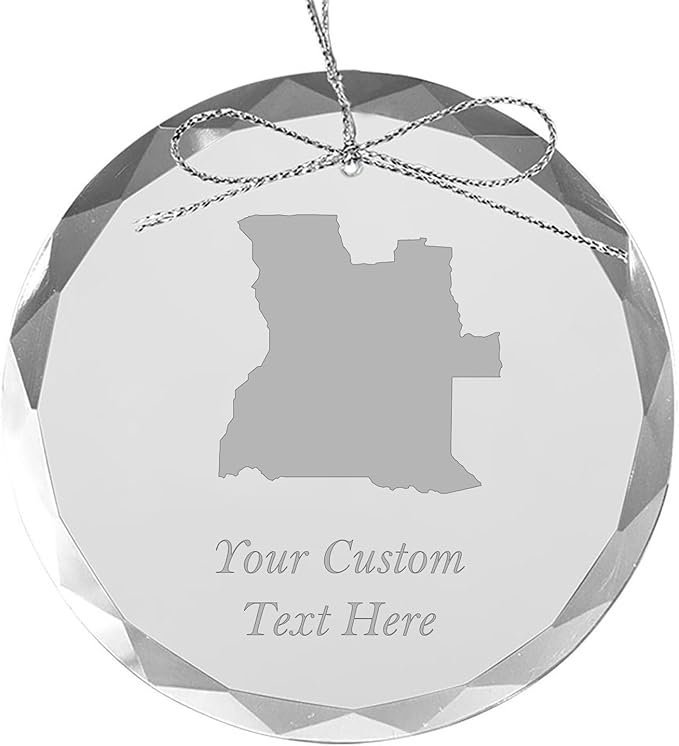 Angola, Personalized Travel Christmas Ornament – Customized Engraved Glass Keepsake - Custom Family Trip & Vacation, 2024, 2025, 2026, 2027 & Name – Destination Xmas Holiday Ornament