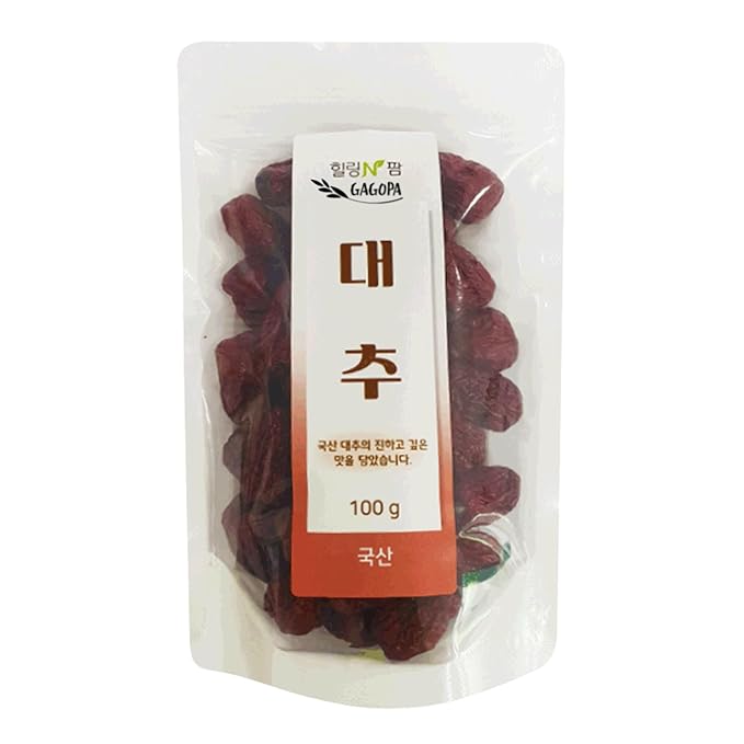 GAGOPA Dried Jujube Fruit – 100% Korean Red Dates, Naturally Sweet Flavor, Perfect for Tea, Soups & Samgyetang, Caffeine-Free Herbal Ingredient, 100g Pack