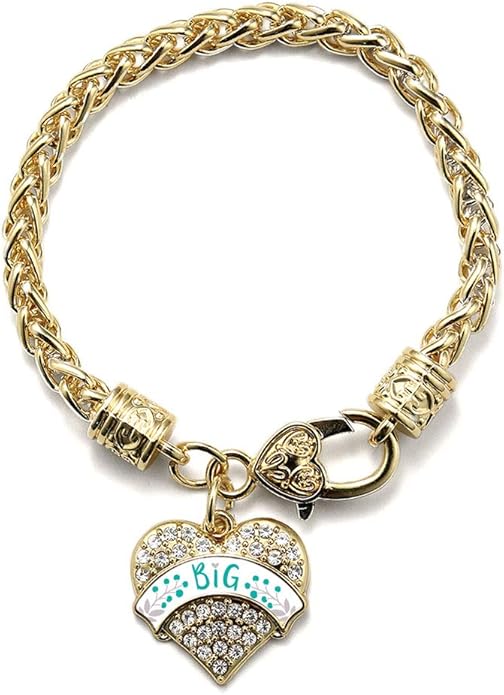 Inspired Silver - Gold Pave Heart Charm Bracelet with Cubic Zirconia Jewelry