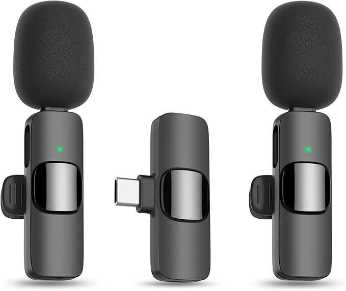 MAYBESTA Professional Wireless Lavalier Lapel Microphone for iPhone Android - Bluetooth Mini Phone Microphones for Video Recording - 2 Clip on Mics with USB C Interface for Tiktok YouTube Vlog