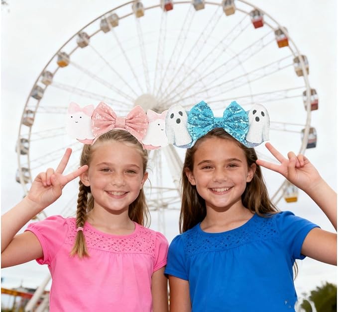 XINGKANG Mouse Ear Sparkling Headband, pink bow, birthday, Balloons, Castle, Firmly Occupying the C Position at the Party