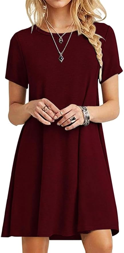 MOLERANI Women's Casual Plain Simple T-Shirt Loose Dress