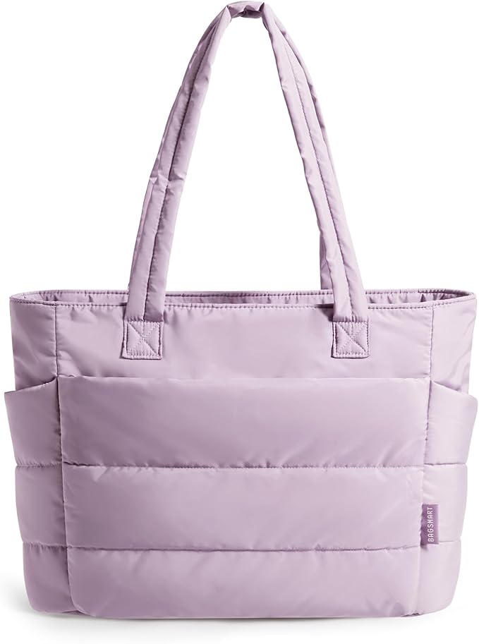 BAGSMART Tote Bag for Women, Lightweight Puffy Tote Bag with Compartments Shoulder Bag Handbag for Travel, Work, Gym | Lightweight, Puffy, Tote Bag with Compartments, Quilted, for Travel, Work