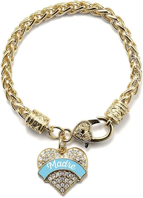 Inspired Silver - Gold Pave Heart Charm Bracelet with Cubic Zirconia Jewelry
