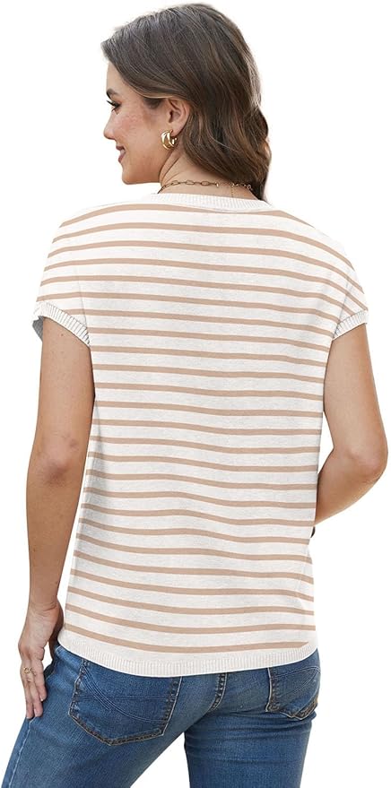 WIHOLL Short Sleeve Sweater for Women Summer Tops Crew Neck Fashion Clothing Tshirts Shirts Travel Outfits Dressy Casual