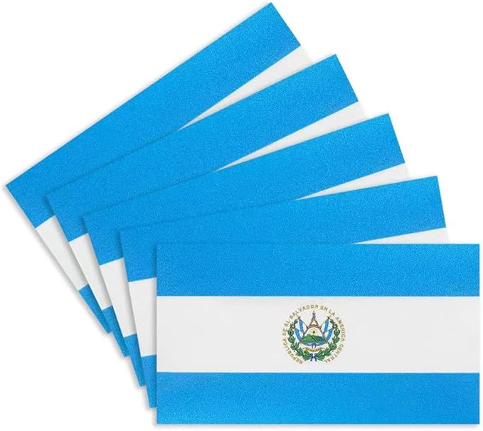 CANTENDO 5Pcs El Salvador Flag Decal Sticker - Salvadoran Flags Reflective Vinyl Car Stickers - for Car Window Bumper Waterproof Sticker (2.5 x 4.5 Inch)
