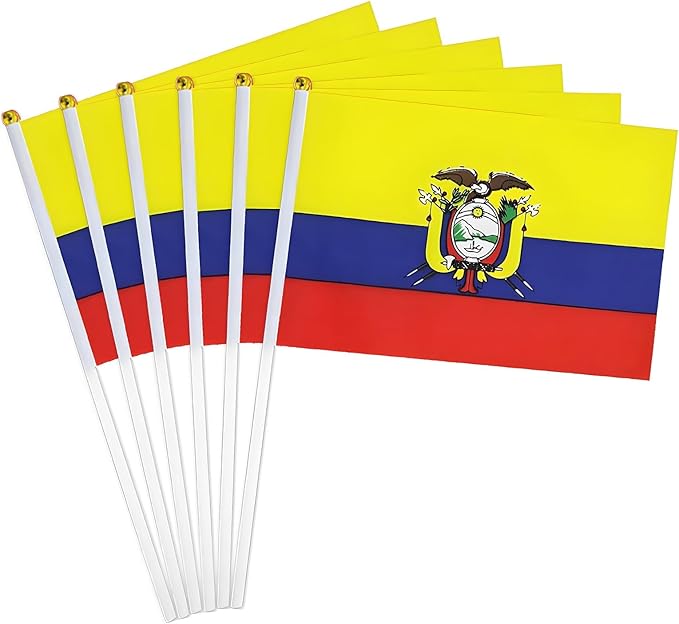 Ecuador Flag Small Ecuadorian Flag 12 Pack Mini Hand Held Ecuadorian Flags on Sticks for Party Parades Sports Events Patriotic Holiday Decorations