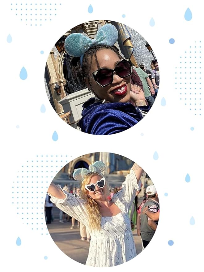 WW-WONDERFULWORLD Blue Mouse Ears Headbands With Bow & Sequins, for Cartoon Princess Costume Cosplay Decoration, Glitter Party for Women & Adult; FG1L (Soft Flannel Unisex)