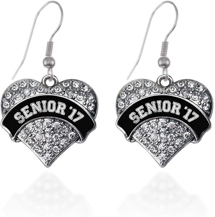 Inspired Silver - Silver Pave Heart Charm French Hook Drop Earrings with Cubic Zirconia Jewelry