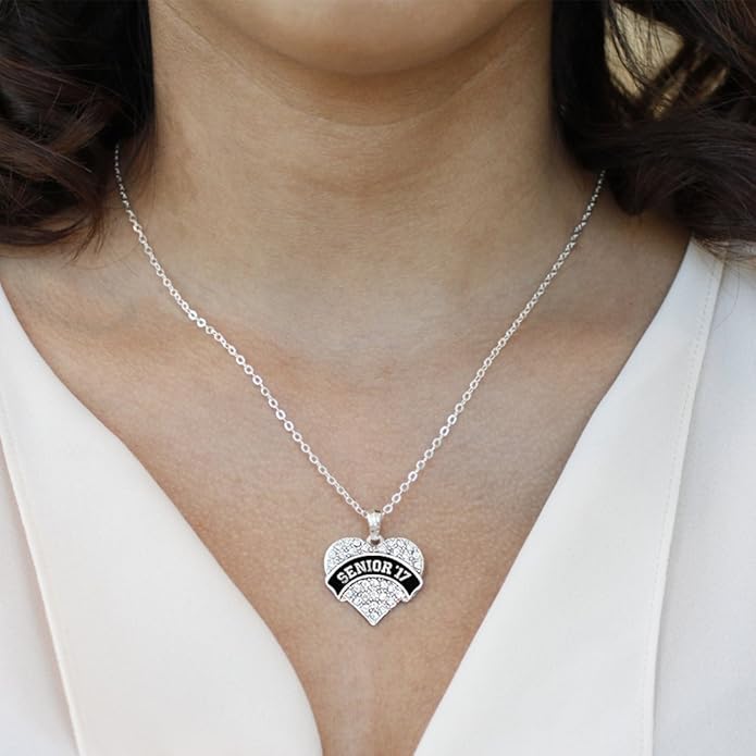 Inspired Silver - Silver Pave Heart Charm 18 Inch Necklace with Cubic Zirconia Jewelry