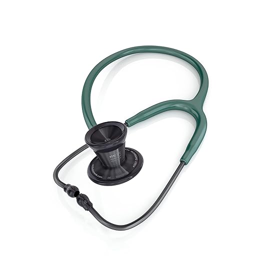 MDF Instruments, ProCardial Cardiology Stethoscope, Lightweight Titanium, Adult, Dual Head, Emerald Green Tube, Black Chestpiece-Headset, MDF797TBO21