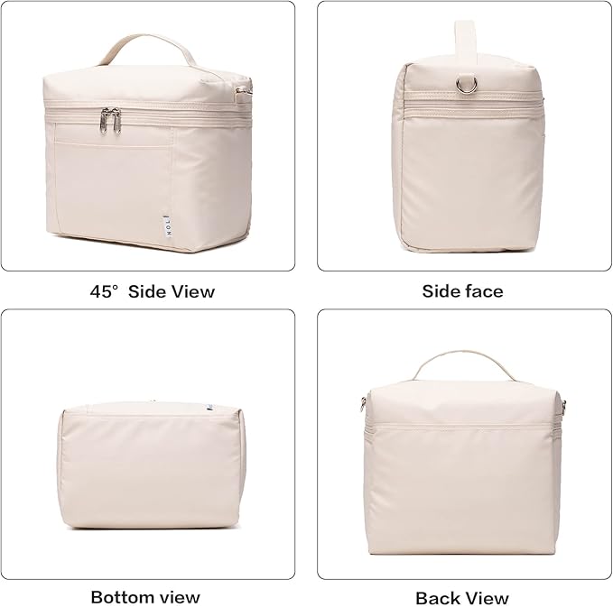 NOL Natural Organic Lifestyle Insulated Lunch Bags for Women Cooler Bag Lightweight Nylon Waterproof Lunch Box For Work（Medium, Cream