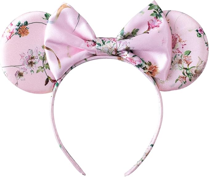 KARETT Sequins Mouse Ears Headband With Glitter Bow Princess Party Decorations For Girls Women