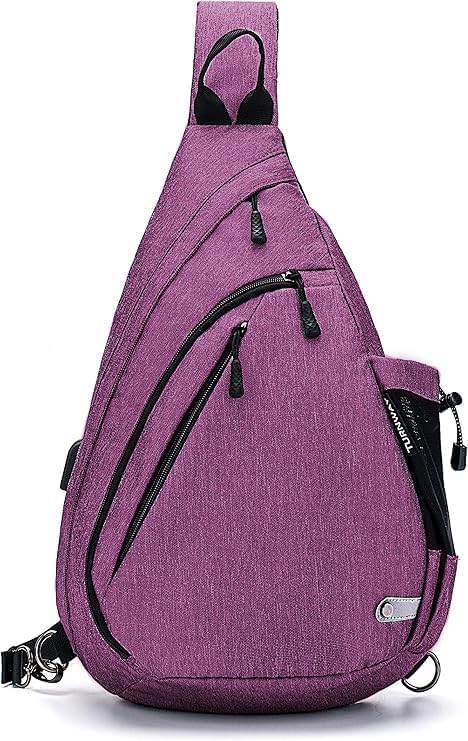 TurnWay Water-Proof Sling bag/Crossbody Backpack/Shoulder Bag with USB Charging Port for Travel, Hiking, Cycling, Camping