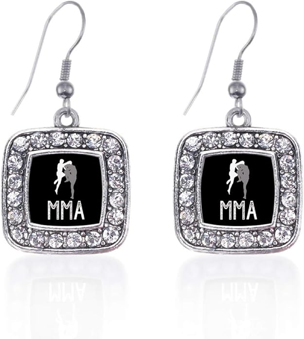 Inspired Silver - Silver Square Charm French Hook Drop Earrings with Cubic Zirconia Jewelry
